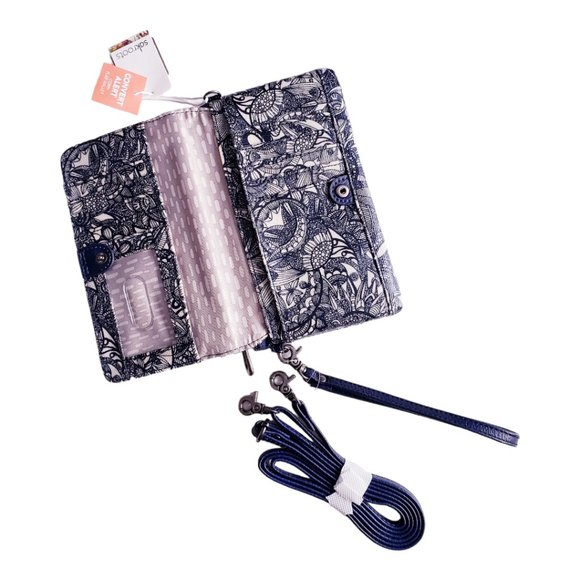 NWT Sakroots Corin Flap Wallet - Navy Blue and White - Picture 2 of 11